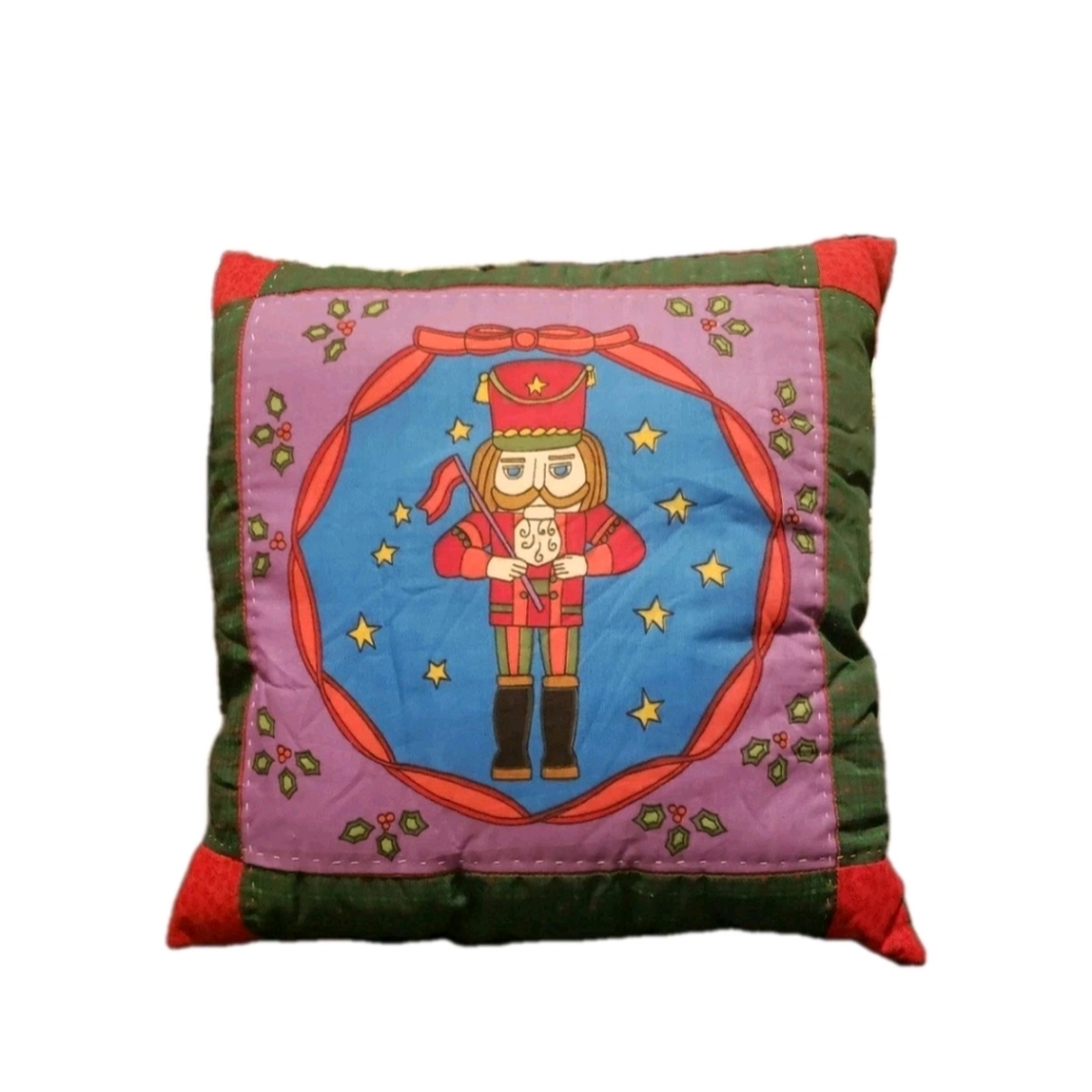 Handmade Nutcracker Christmas Pillow 14"×14"